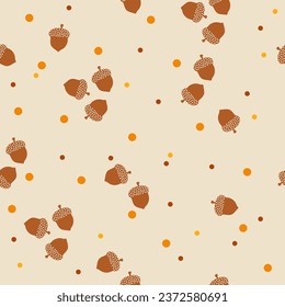Seamless pattern with acorns. Surface design for gift paper, wallpaper, web page background, greeting cards, textile.