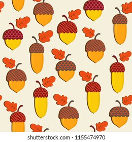 Seamless pattern with acorns. Vector illustration.