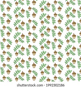 Seamless pattern with acorns.Nice abstract botanical texture.Vector illustration.