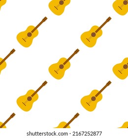 Patrón sin fisuras de guitarra clásica acústica sobre fondo blanco.