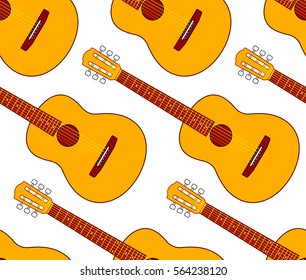 Seamless pattern of acoustic guitars
