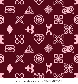 Seamless pattern with Adinkra symbols