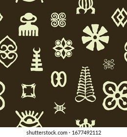 Patrón transparente con símbolos Adinkra