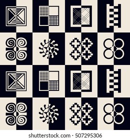 seamless pattern with adinkra symbols for your design