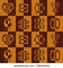 seamless pattern with adinkra symbols for your design