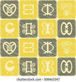 seamless pattern with adinkra symbols for your design