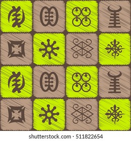 seamless pattern with adinkra symbols for your design