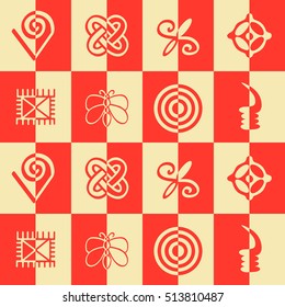 seamless pattern with adinkra symbols for your design