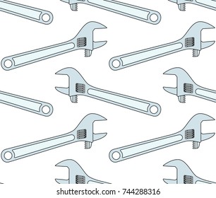 Seamless pattern of the adjustable wrench tools
