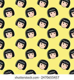 Seamless pattern of adorable animals with tiny icon on the bus background. Diamond shape. Crocodile, dog, bear, pig, rabbit hand drawn. Kawaii Vector Illustration