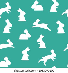 Seamless pattern with adorable bunny silhouettes