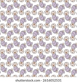 Seamless Pattern of Adorable Cartoon Babies with Cute Expressions