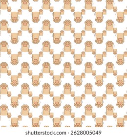 Seamless Pattern of Adorable Cat Paw Prints in Cute Cartoon Style
