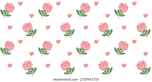 Padrão sem emenda de adorável arte floral rosa delicada
