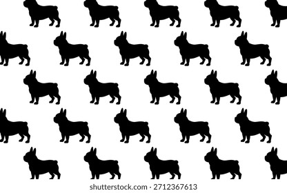 Seamless Pattern of Adorable Dog Silhouettes on a White Background