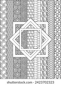 seamless pattern adult coloring page geometric line art zentangle