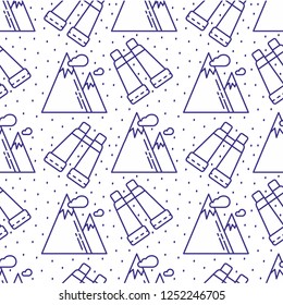 Seamless pattern with adventure travel icons.