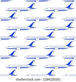Seamless pattern of the aeroplanes side view
