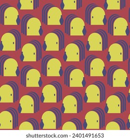 Patrón incomparable con elementos estéticos de decoración minimalista. Ilustración vectorial de arquitectura de puertas y jarras.