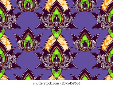 seamless pattern of african abstract flower beautiful, neat lines and  curves, abstract art and background, fashion artwork for print, vector file eps10.
