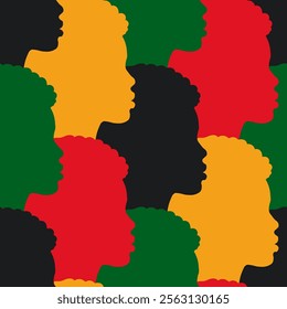 Seamless pattern with African American people. Black History Month celebration banner.