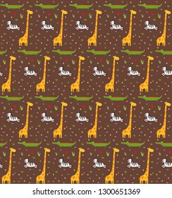 Seamless pattern with African animals