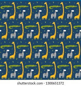 Seamless pattern with African animals