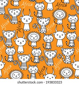 Seamless pattern with african animals