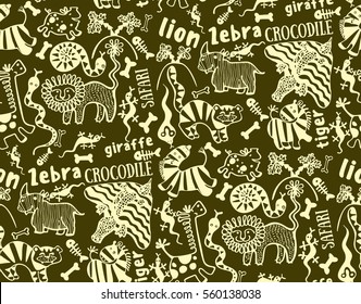 seamless pattern of African animals