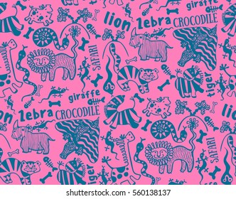 seamless pattern of African animals