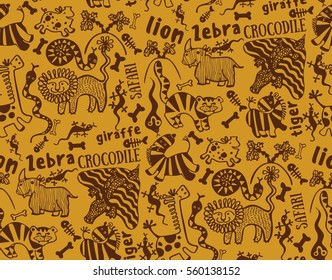 seamless pattern of African animals