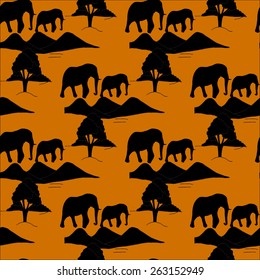 Seamless pattern with african evning savanna