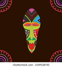  Seamless pattern with African masks and traditional motifs of the tribes of the African continent.