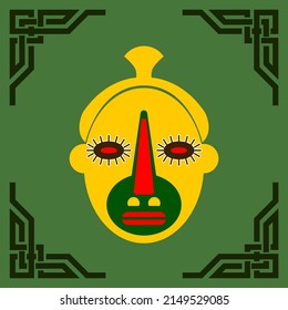  Seamless pattern with African masks and traditional motifs of the tribes of the African continent.