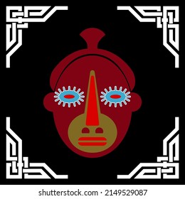  Seamless pattern with African masks and traditional motifs of the tribes of the African continent.