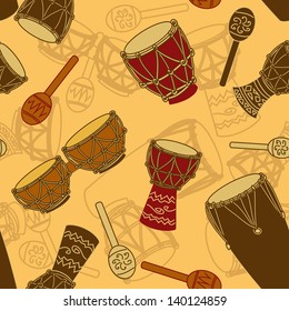 Seamless pattern of African percussion 