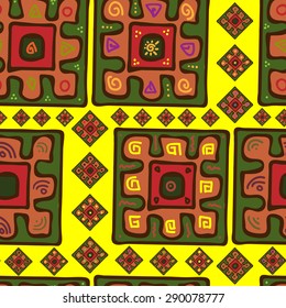 Seamless pattern in African style, brightly colored paints