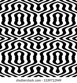 Seamless pattern, African style, folk motif, black and white fabric print. 