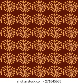 Seamless pattern in African style on a brown background.