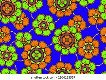 patrón sin fisuras de arte textil africano, imagen y fondo abstracto de flores, arte de moda para impresión, archivo vectorial eps10.