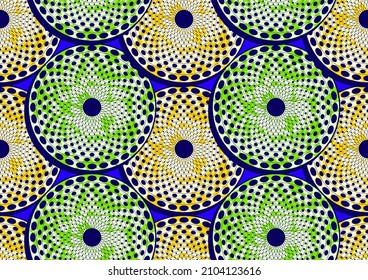 Seamless Pattern Of African Textile Art, Circle Abstract Image And Background, Fashion Artwork For Print, Vector File Eps10.