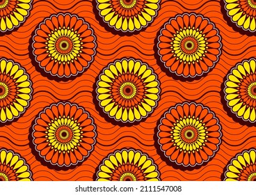 seamless pattern of african textile art, Abstract Flower image and background, fashion artwork for print, vector file eps10.