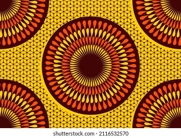 seamless pattern of african textile art, circle abstract image and background, fashion artwork for print, vector file eps10.