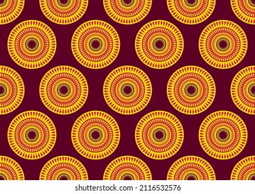 seamless pattern of african textile art, circle abstract image and background, fashion artwork for print, vector file eps10.