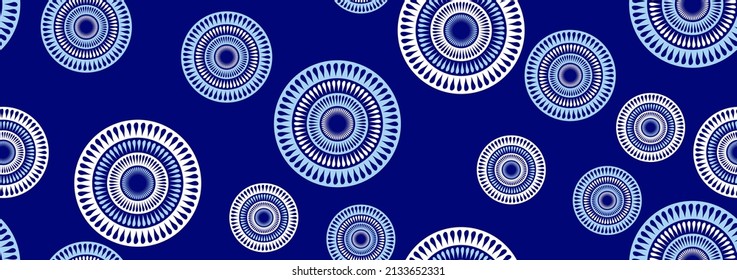 seamless pattern of african textile art, circle abstract image and background, fashion artwork for print, vector file eps10.