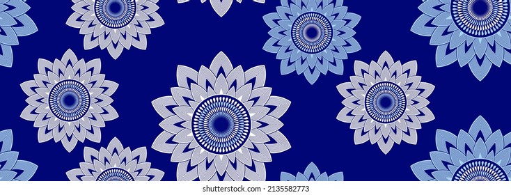 patrón sin fisuras de arte textil africano, imagen y fondo abstracto del círculo de girasol, arte de moda para impresión, archivo vectorial eps10.