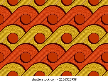 seamless pattern of african textile art, circle abstract image and background, fashion artwork for print, vector file eps10.