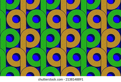 seamless pattern of african textile art, circle abstract image and background, fashion artwork for print, vector file eps10.