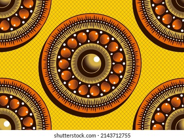 seamless pattern of african textile art, curve and circle point abstract image and background, fashion artwork for print, vector file eps10.