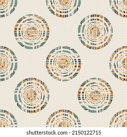 seamless pattern of african textile art,circular cream pattern,Vector geometrical ornate round red,green background polka dot cream pattern. Monochrome,linear,overlapping circles texture cream design.